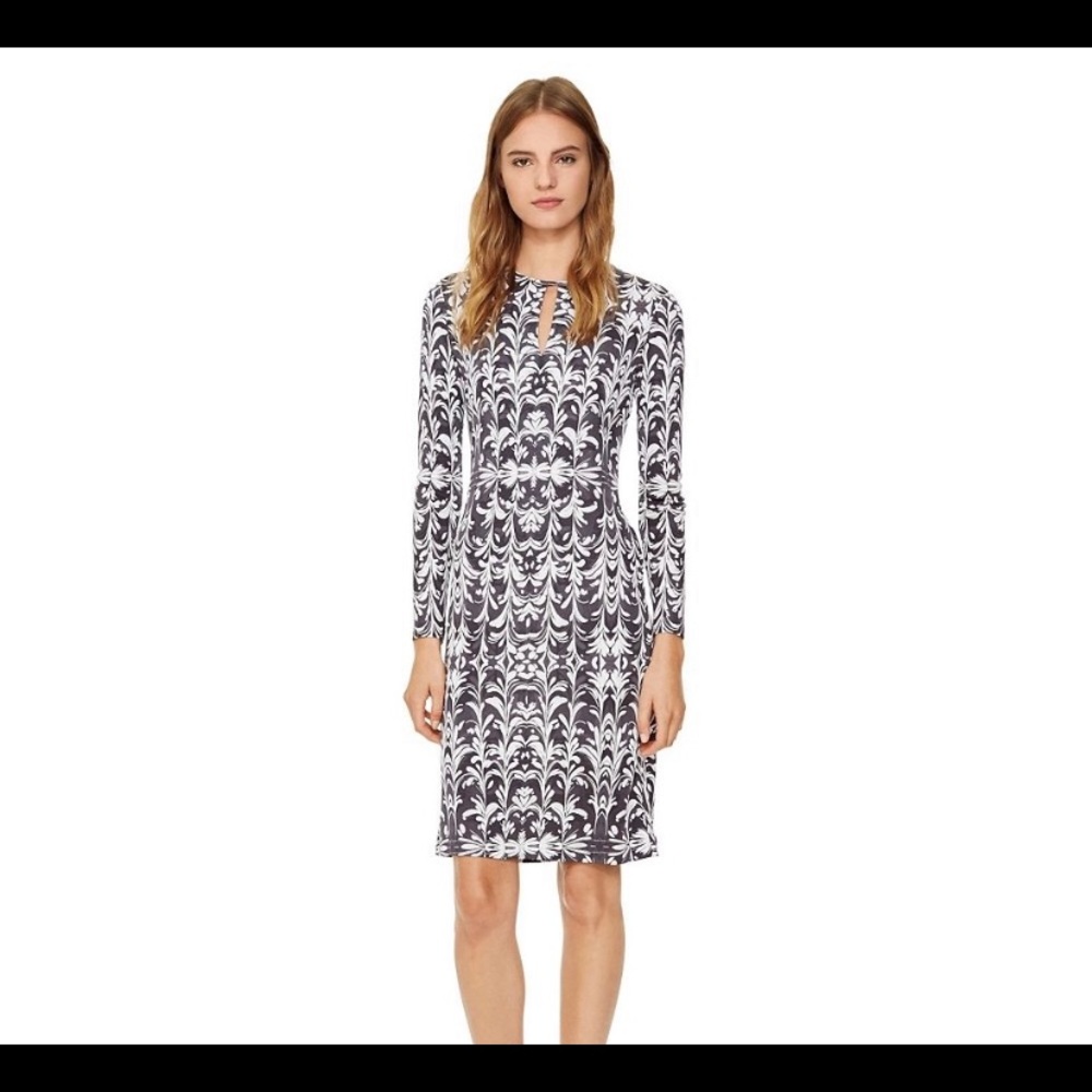 Tory Burch Gray Brushstroke Print Silk Dress